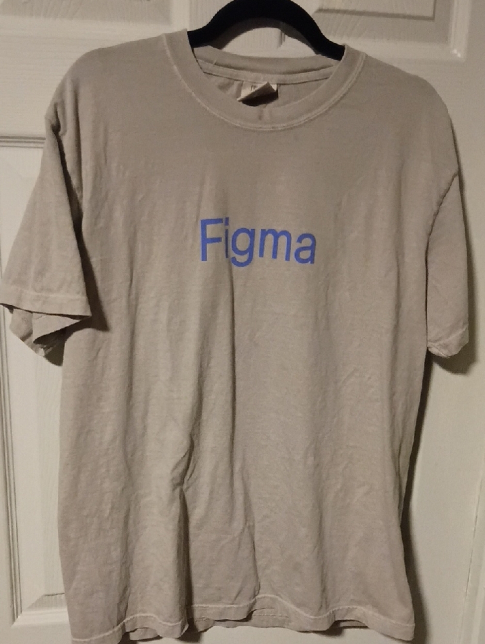 Comfort Colors Beige Short-Sleeve Tee with Blue "Figma" Print